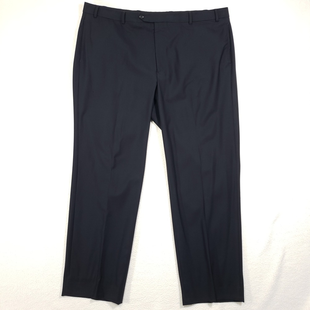 Brooks Brothers 346 Dress Pants Mens W44 L31 Black Stretch‎ Wool Flat Front
